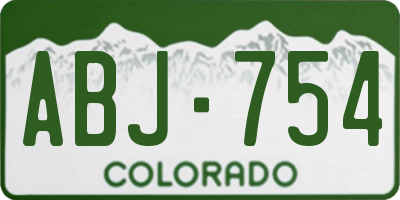 CO license plate ABJ754