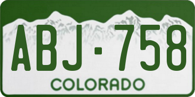 CO license plate ABJ758