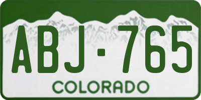 CO license plate ABJ765