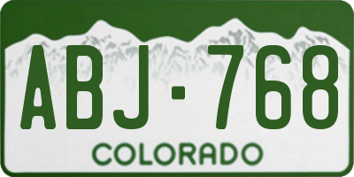 CO license plate ABJ768