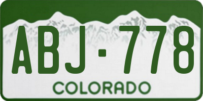 CO license plate ABJ778