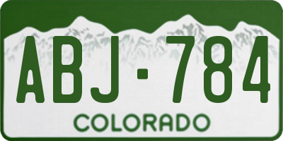 CO license plate ABJ784