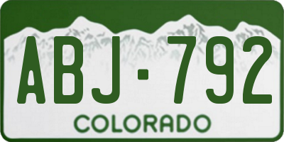 CO license plate ABJ792