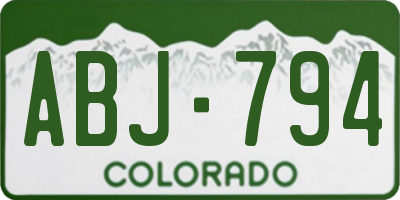 CO license plate ABJ794