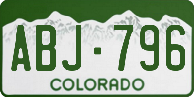 CO license plate ABJ796