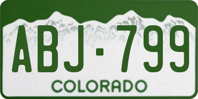 CO license plate ABJ799