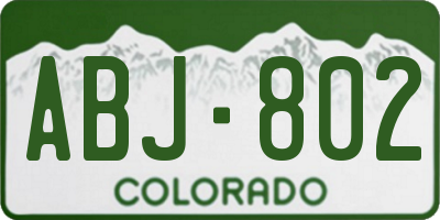 CO license plate ABJ802