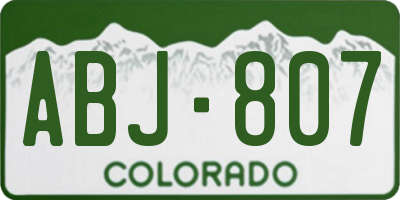 CO license plate ABJ807