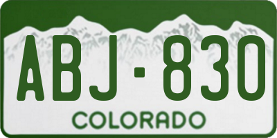CO license plate ABJ830