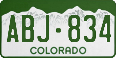 CO license plate ABJ834