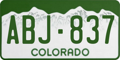 CO license plate ABJ837