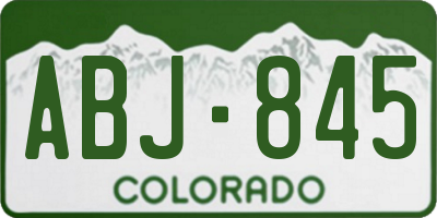 CO license plate ABJ845