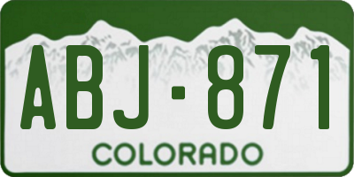 CO license plate ABJ871