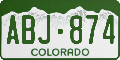 CO license plate ABJ874