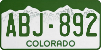 CO license plate ABJ892