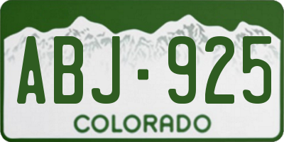 CO license plate ABJ925