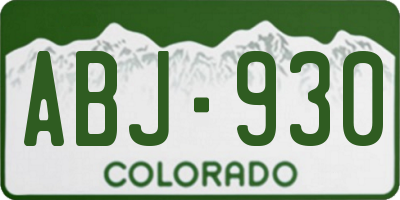 CO license plate ABJ930