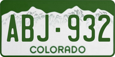 CO license plate ABJ932