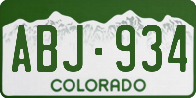 CO license plate ABJ934