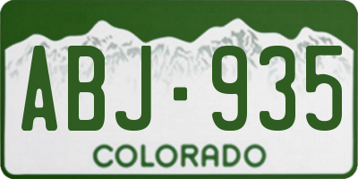 CO license plate ABJ935