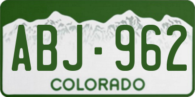 CO license plate ABJ962