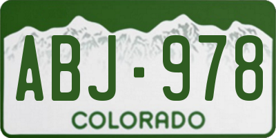 CO license plate ABJ978