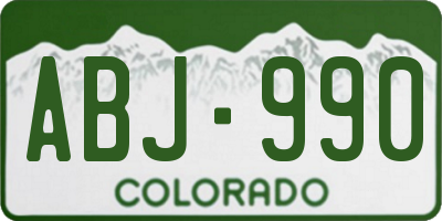CO license plate ABJ990
