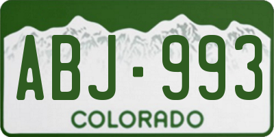 CO license plate ABJ993