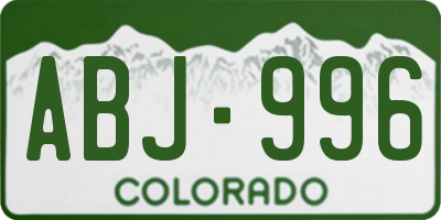 CO license plate ABJ996