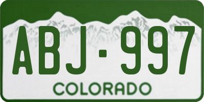 CO license plate ABJ997