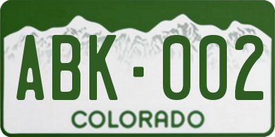 CO license plate ABK002
