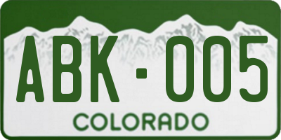 CO license plate ABK005