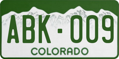 CO license plate ABK009