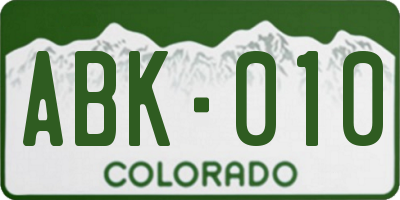 CO license plate ABK010