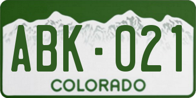 CO license plate ABK021