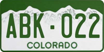 CO license plate ABK022