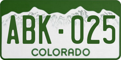 CO license plate ABK025