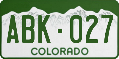 CO license plate ABK027