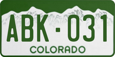 CO license plate ABK031