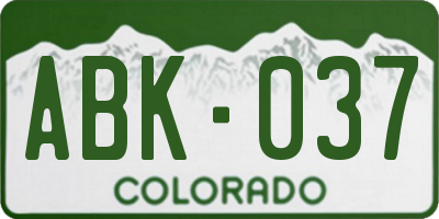CO license plate ABK037