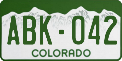 CO license plate ABK042