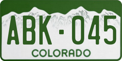 CO license plate ABK045