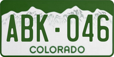 CO license plate ABK046