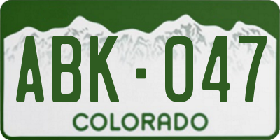 CO license plate ABK047