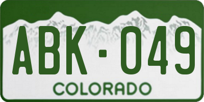 CO license plate ABK049