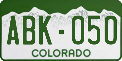 CO license plate ABK050