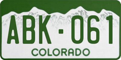 CO license plate ABK061