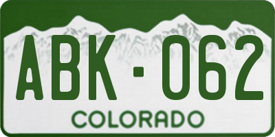 CO license plate ABK062
