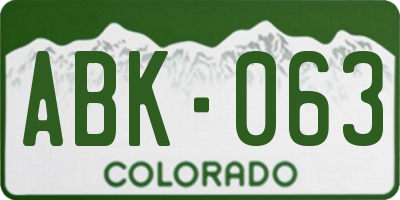 CO license plate ABK063