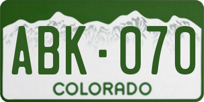 CO license plate ABK070